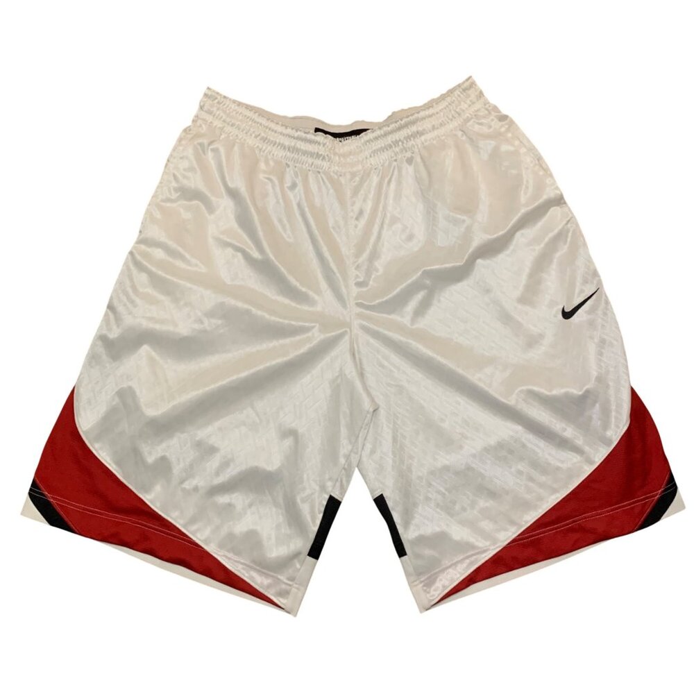 VTG Nike Shorts Mens XXL White Silky Shiny Dazzle‎ Basketball Baggy Y2K